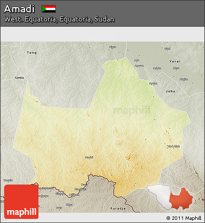 Physical 3D Map of Amadi, semi-desaturated