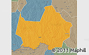 Political 3D Map of Amadi, semi-desaturated