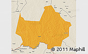 Political 3D Map of Amadi, shaded relief outside