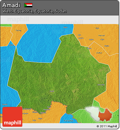 Satellite 3D Map of Amadi, political outside