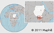 Gray Location Map of Amadi, highlighted country, highlighted grandparent region, within the entire country, hill shading