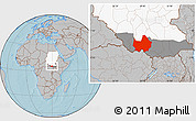Gray Location Map of Amadi, highlighted country, highlighted grandparent region, hill shading