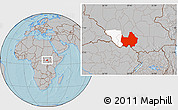 Gray Location Map of Amadi, highlighted parent region, hill shading
