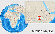 Shaded Relief Location Map of Amadi, within the entire country