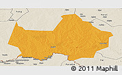 Political Panoramic Map of Amadi, shaded relief outside