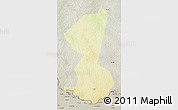 Physical 3D Map of Yambio, semi-desaturated