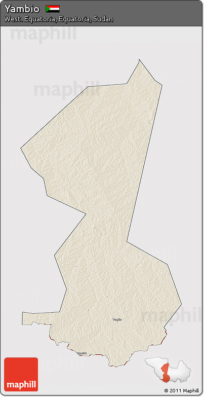 Shaded Relief 3D Map of Yambio, cropped outside