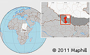 Gray Location Map of Yambio, highlighted country, highlighted grandparent region