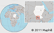 Gray Location Map of Yambio, highlighted country, highlighted parent region, within the entire country