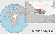 Gray Location Map of Yambio, highlighted country, highlighted parent region