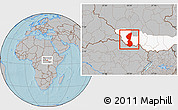 Gray Location Map of Yambio, highlighted grandparent region, hill shading