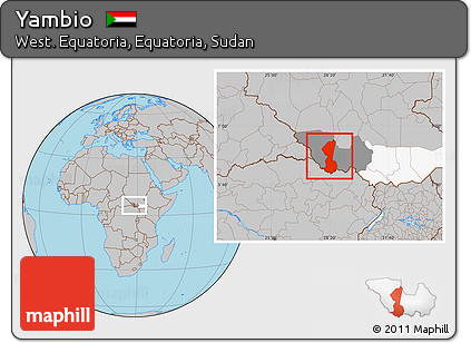 Gray Location Map of Yambio, highlighted parent region, highlighted grandparent region