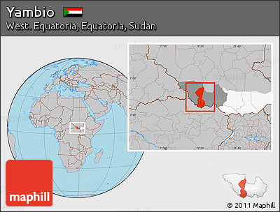 Gray Location Map of Yambio, highlighted parent region, highlighted grandparent region