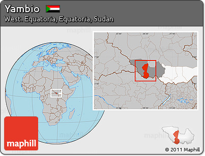 Gray Location Map of Yambio, highlighted parent region, highlighted grandparent region