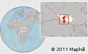 Gray Location Map of Yambio, highlighted parent region, hill shading