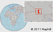 Gray Location Map of Yambio, hill shading