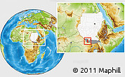 Physical Location Map of Yambio, highlighted country, highlighted grandparent region, within the entire country