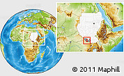Physical Location Map of Yambio, highlighted country, highlighted parent region, within the entire country