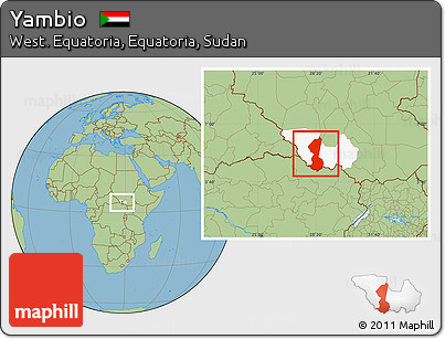 Savanna Style Location Map of Yambio, highlighted parent region