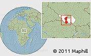 Savanna Style Location Map of Yambio, highlighted parent region, hill shading