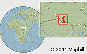 Savanna Style Location Map of Yambio, hill shading