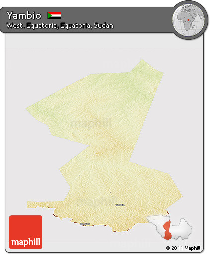 Physical Panoramic Map of Yambio, cropped outside