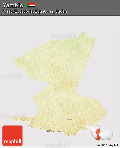 Physical Panoramic Map of Yambio, cropped outside