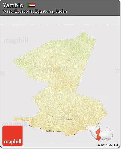Physical Panoramic Map of Yambio, cropped outside