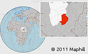 Gray Location Map of Rashad, highlighted grandparent region, hill shading