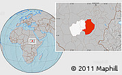 Gray Location Map of Rashad, highlighted parent region, hill shading