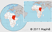 Gray Location Map of Sudan, highlighted continent, within the entire continent