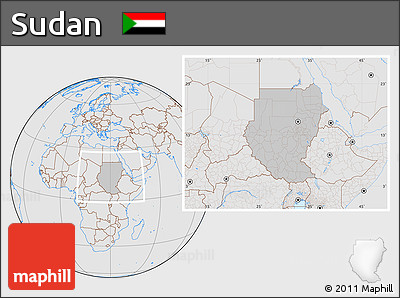 Gray Location Map of Sudan, lighten, desaturated