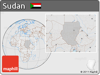 Gray Location Map of Sudan, lighten, desaturated