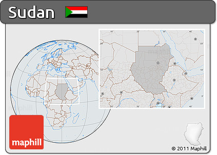 Gray Location Map of Sudan, lighten, semi-desaturated