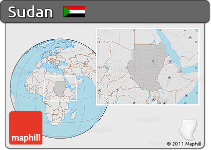 Gray Location Map of Sudan, lighten, semi-desaturated, land only