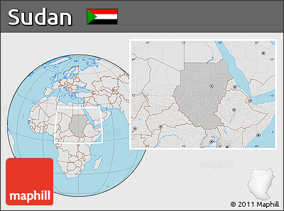 Gray Location Map of Sudan, lighten, semi-desaturated, land only