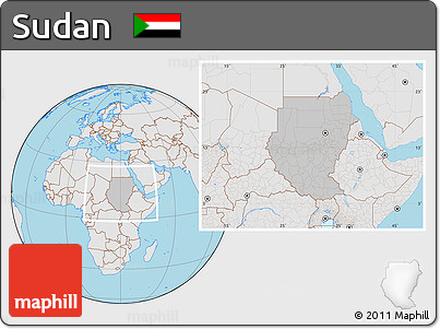 Gray Location Map of Sudan, lighten, semi-desaturated, land only