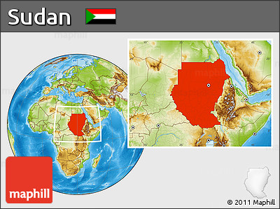 Physical Location Map of Sudan