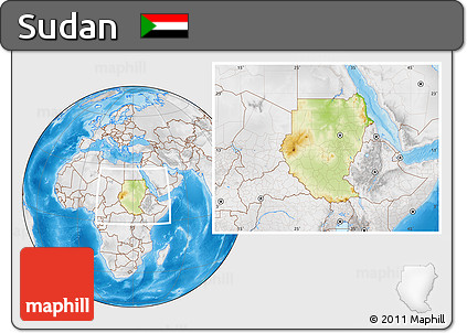 Physical Location Map of Sudan, lighten, desaturated, land only