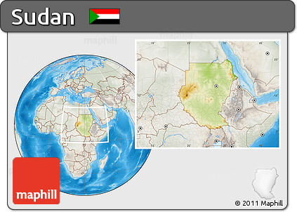 Physical Location Map of Sudan, lighten, semi-desaturated, land only