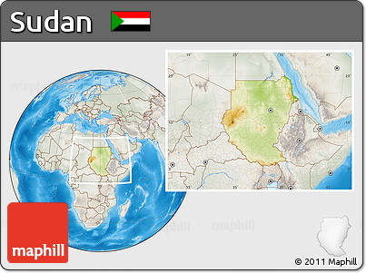 Physical Location Map of Sudan, lighten, semi-desaturated, land only