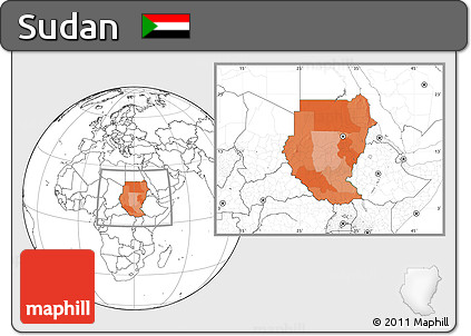 Political Location Map of Sudan, blank outside