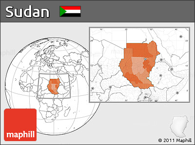 Political Location Map of Sudan, blank outside