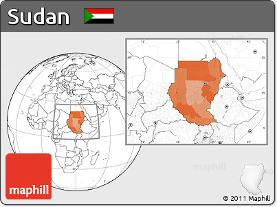 Political Location Map of Sudan, blank outside
