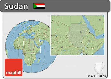 Savanna Style Location Map of Sudan, hill shading inside