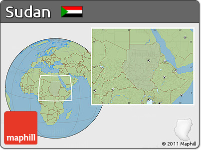 Savanna Style Location Map of Sudan, hill shading inside