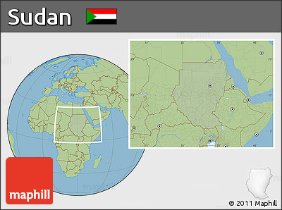 Savanna Style Location Map of Sudan, hill shading inside