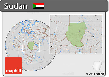 Savanna Style Location Map of Sudan, lighten, desaturated