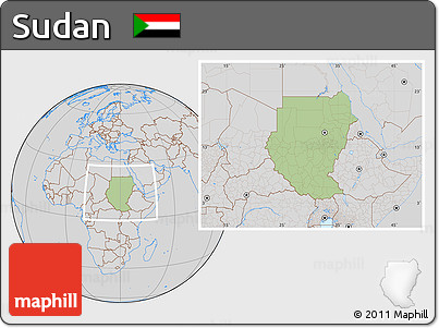 Savanna Style Location Map of Sudan, lighten, desaturated