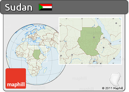 Savanna Style Location Map of Sudan, lighten